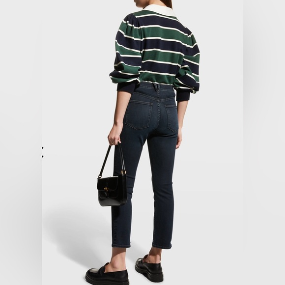 NEW Veronica Beard Carly High Rise Kick Flare Crop Jeans Indigo Wash Sz 27 / 4 - Picture 2 of 10